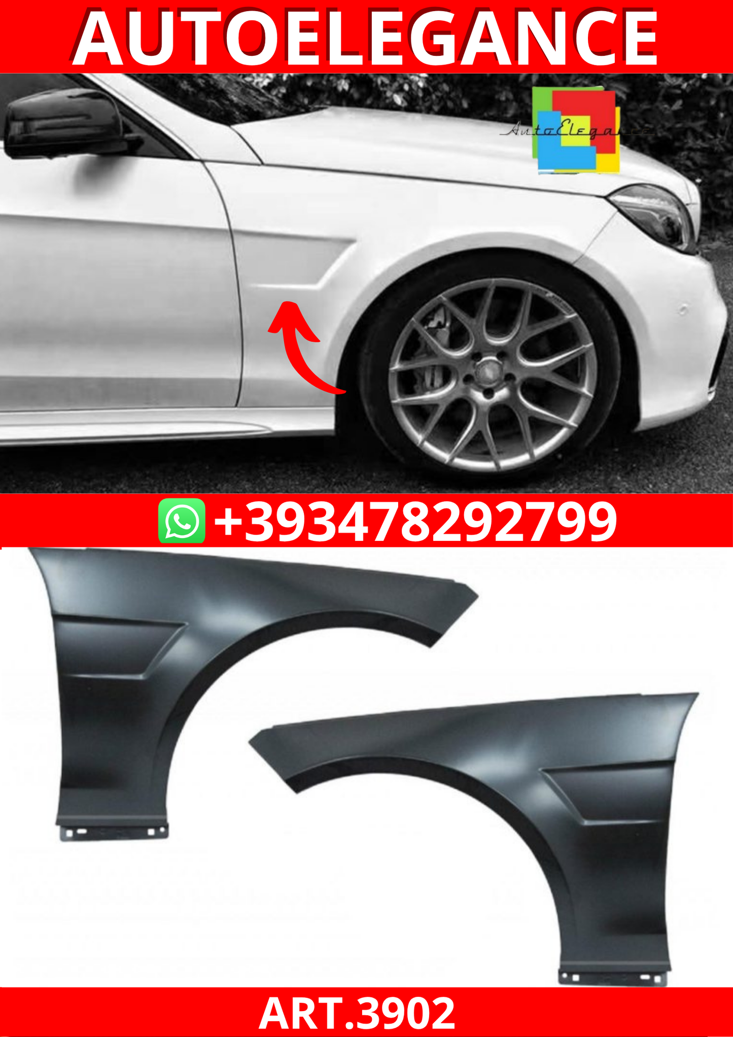 ART.3902   Parafanghi  E63 AMG Look Mercedes Classe E (W212, S212) 13-15