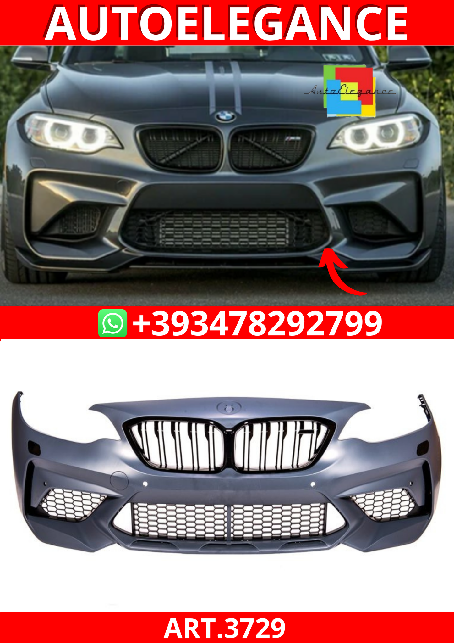 ART.3729 Paraurti anteriore M2C Look SRA  Bmw 2 (F22, F23) 2012+