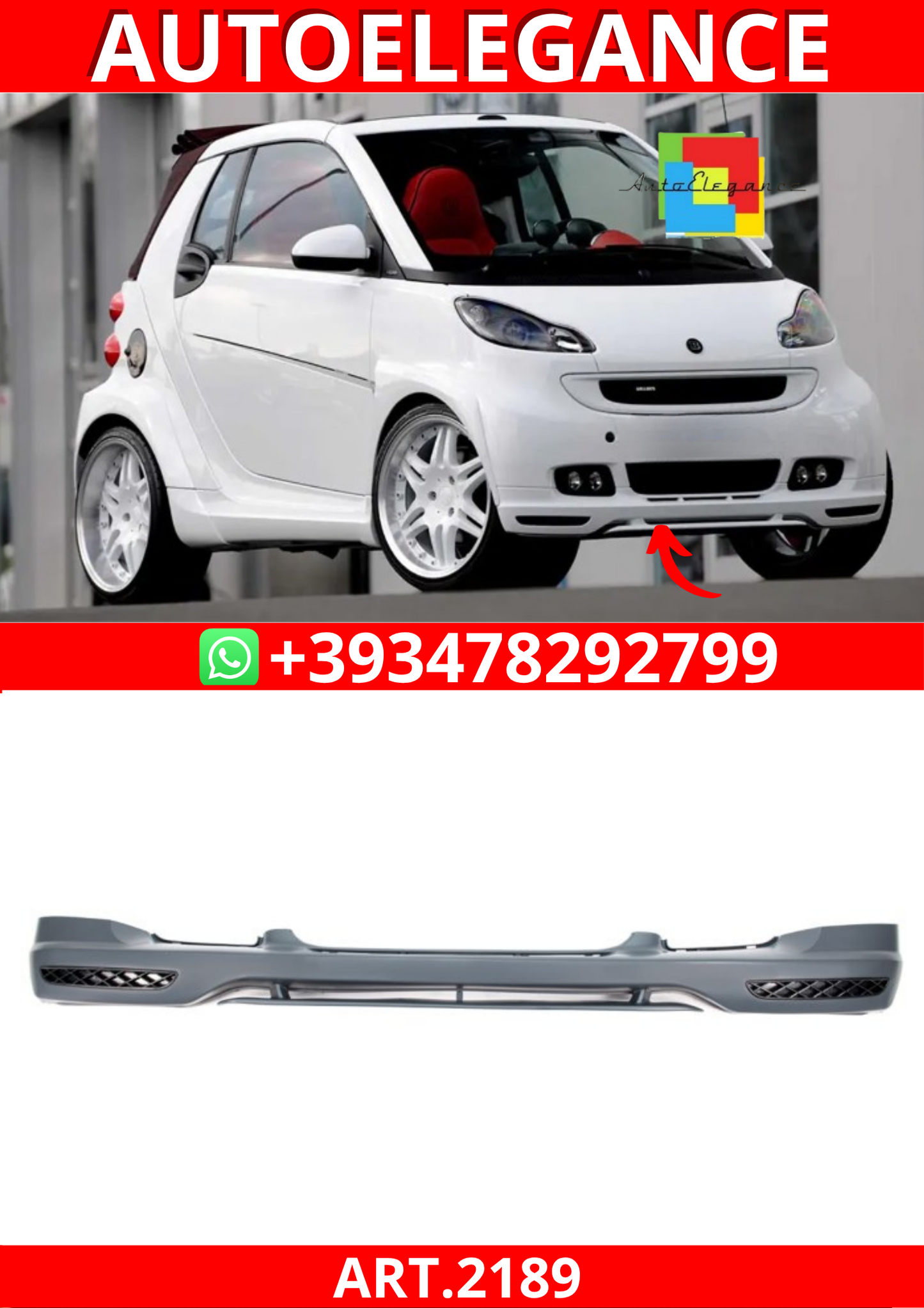 ART.2189 SOTTO PARAURTI SMART 451 2007-2014 LOOK BRABUS GREZZO