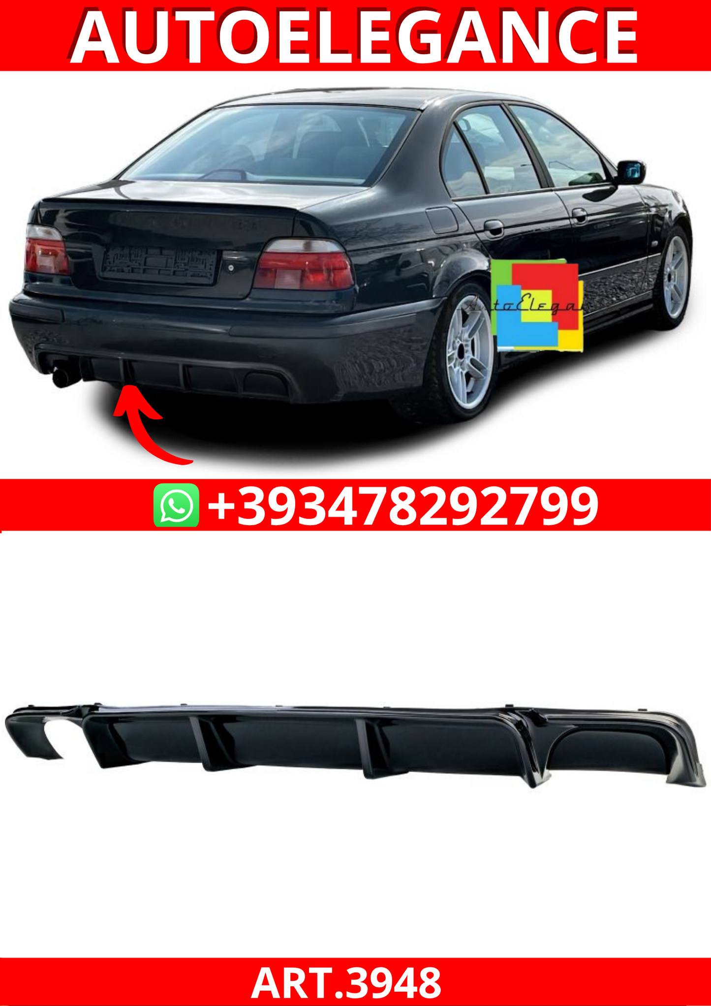 ART.3948  Diffusore Black BMW Serie 5 E39 con M-package 1995-2004
