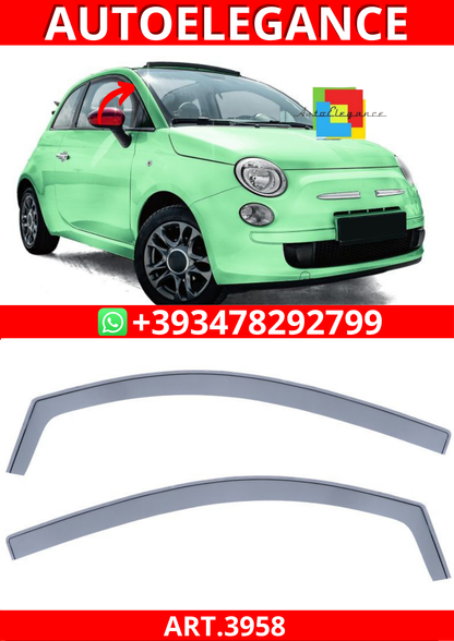 ART.3958 Deflettore della pioggia parabrezza Nero Fumo  Fiat 500 500C 312