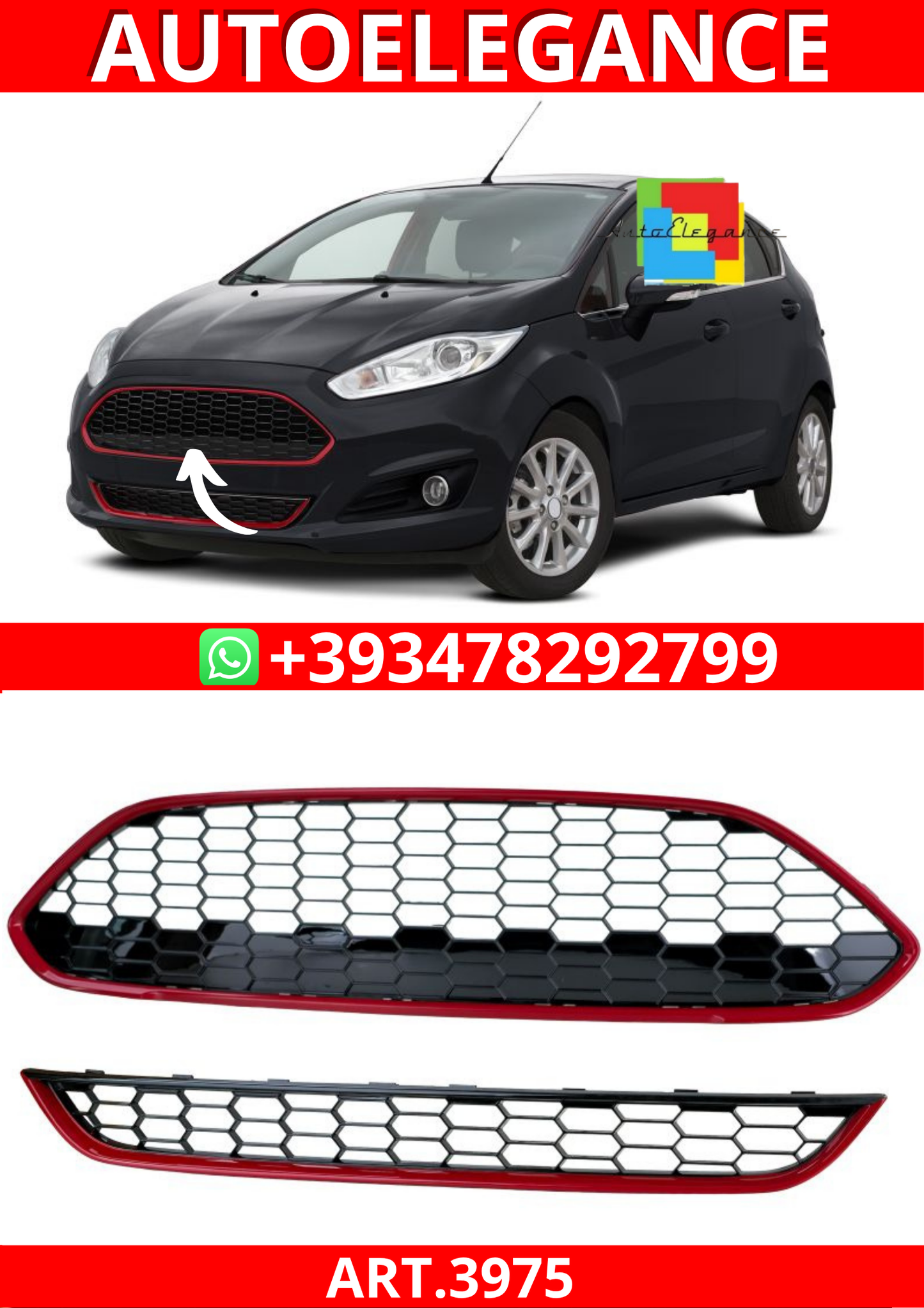 ART.3975  GRIGLIA Nero Lucido per Ford Fiesta 2013-2017