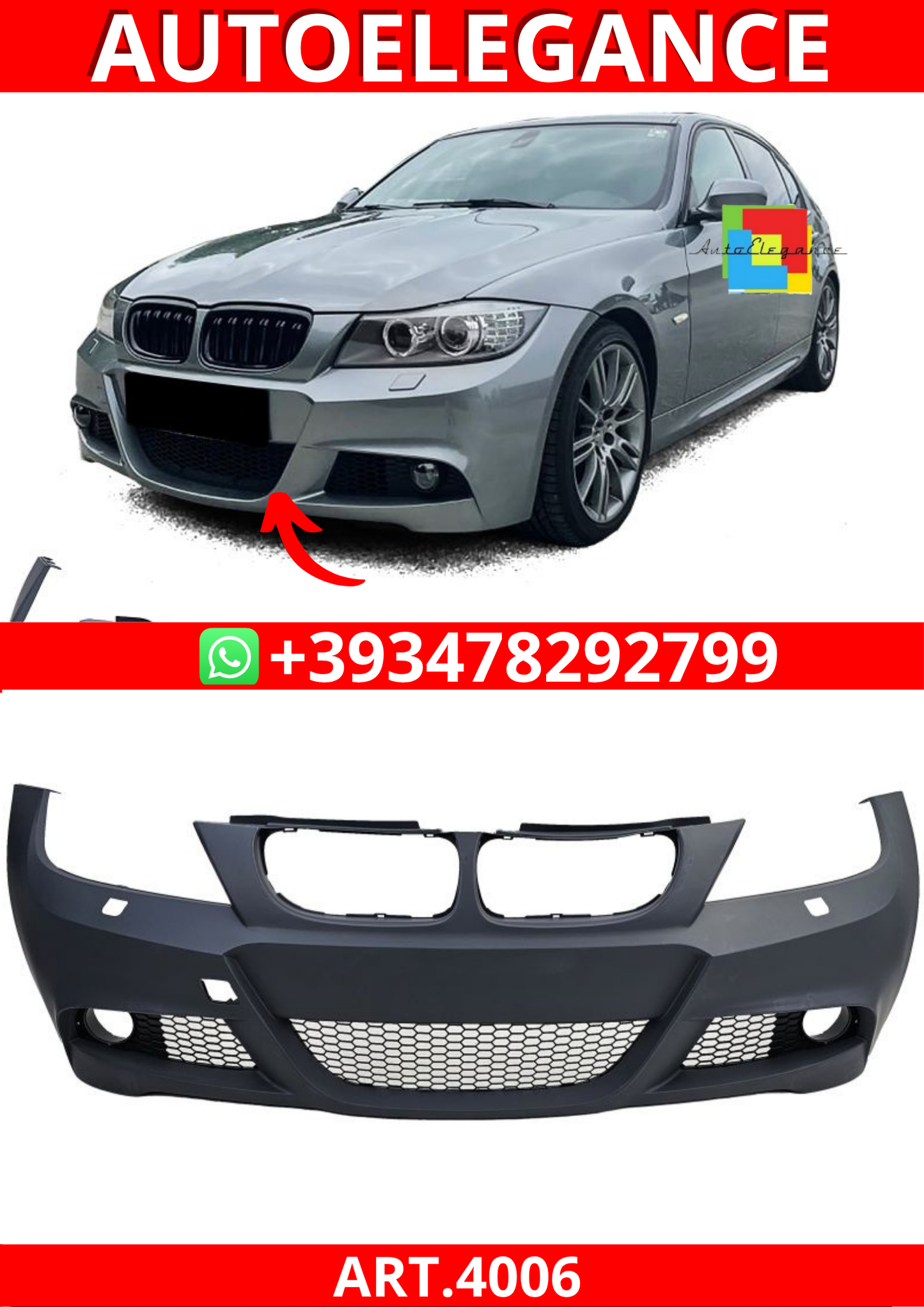 ART.4006   Paraurti anteriore adatto per 3er BMW E90 E91 08-13 LCI