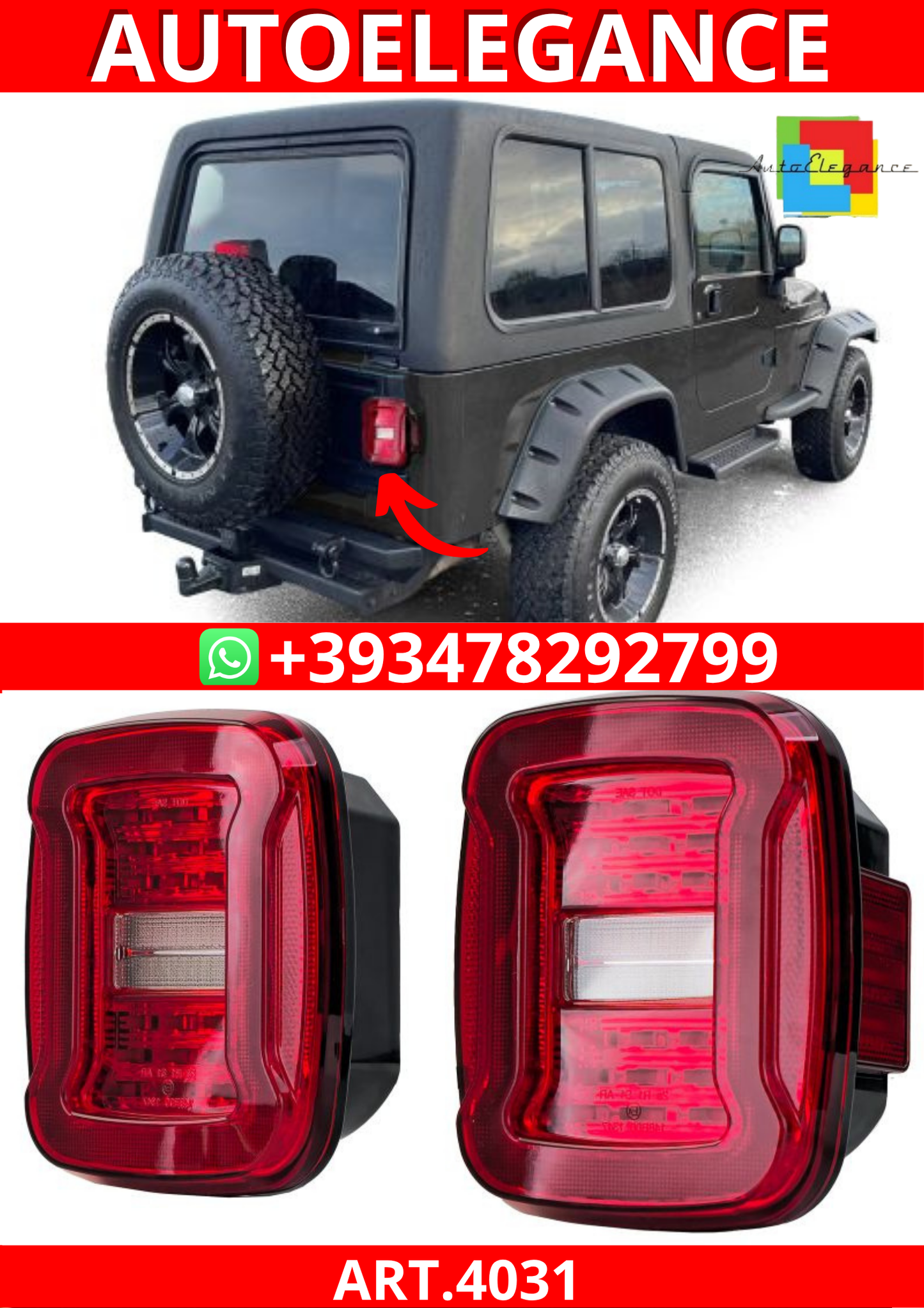 ART.4031  FARI POSTERIORE  Jeep Wrangler CJ YJ TJ 1986-2007