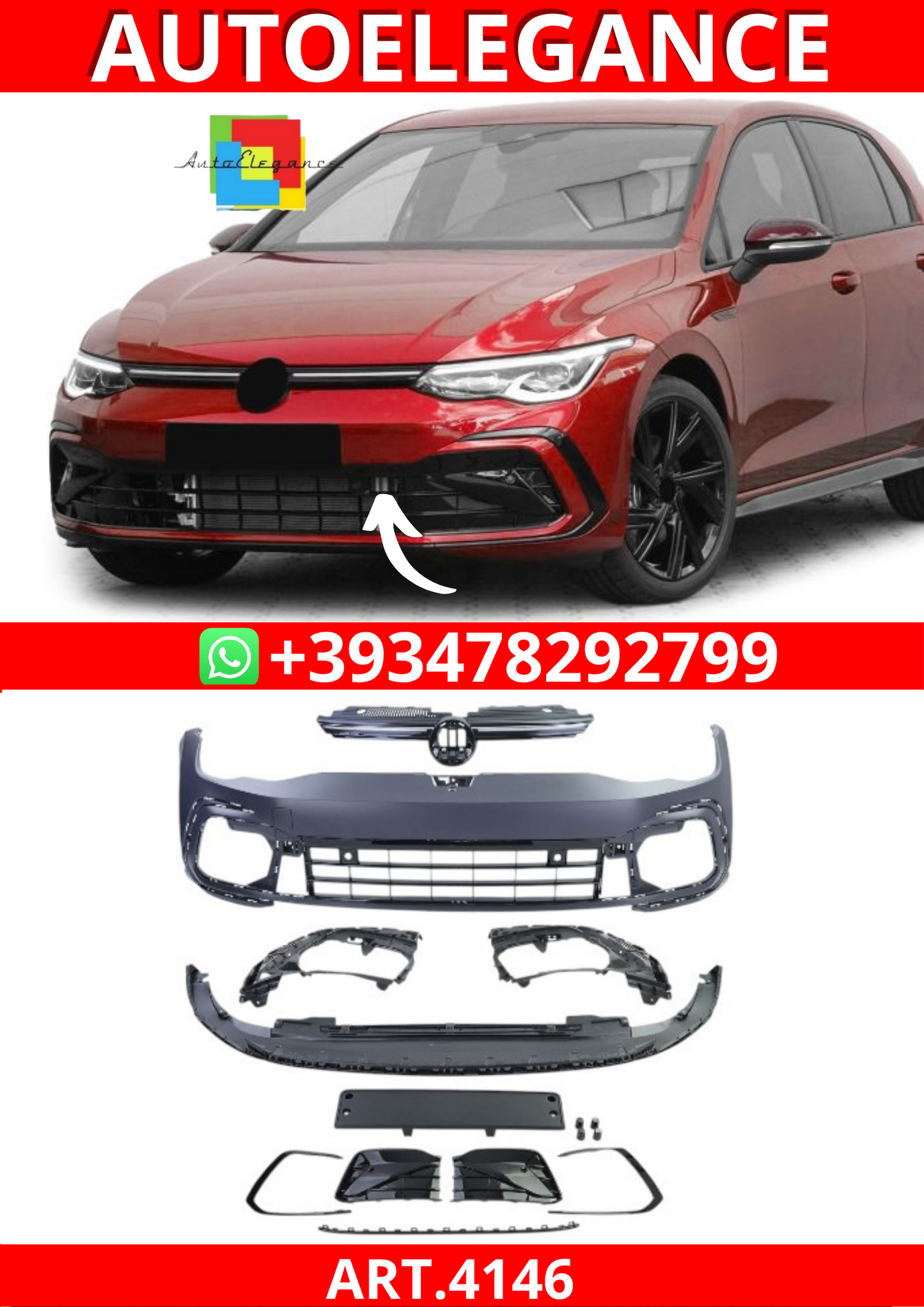 ART.4146 PARAURTI ANTERIORI VW Golf 8 anche R Line da 19