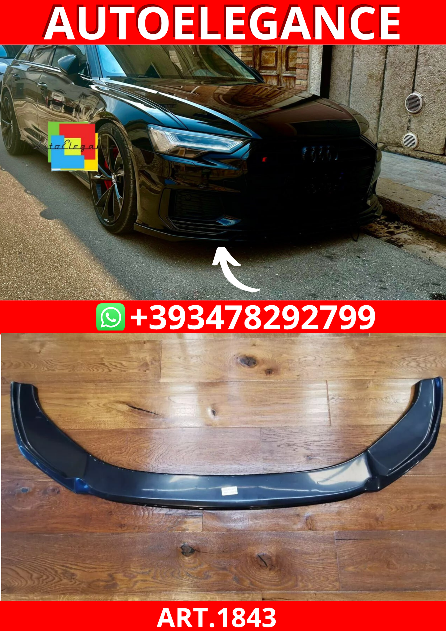 ART. 1843 SPLITTER AUDI A6 C8 2018+ S6 NERO LUCIDO 2 PEZZI