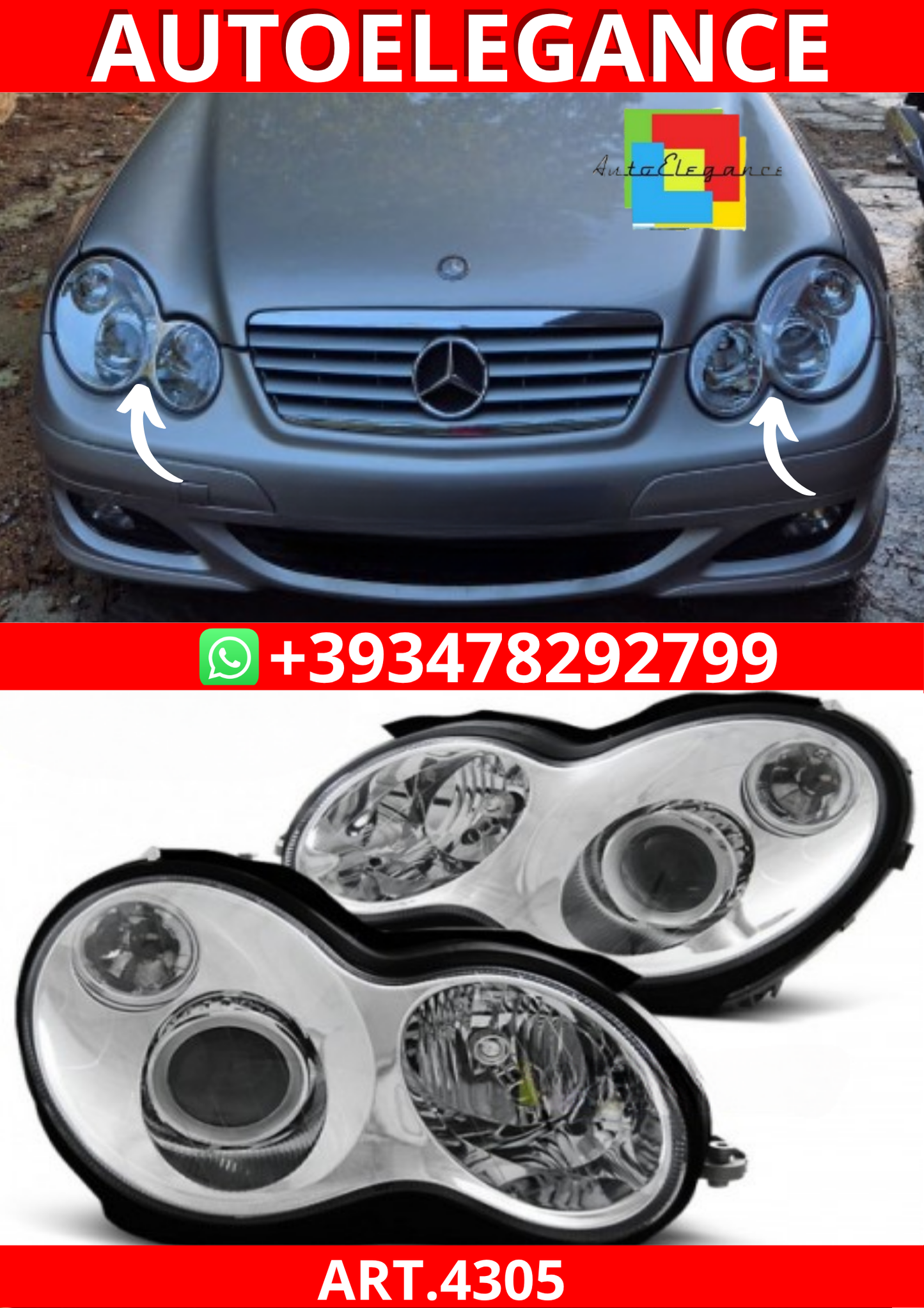 ART.4305 FARI  ANTERIORI  MERCEDES W203 C-KLASA 07.00-03.04