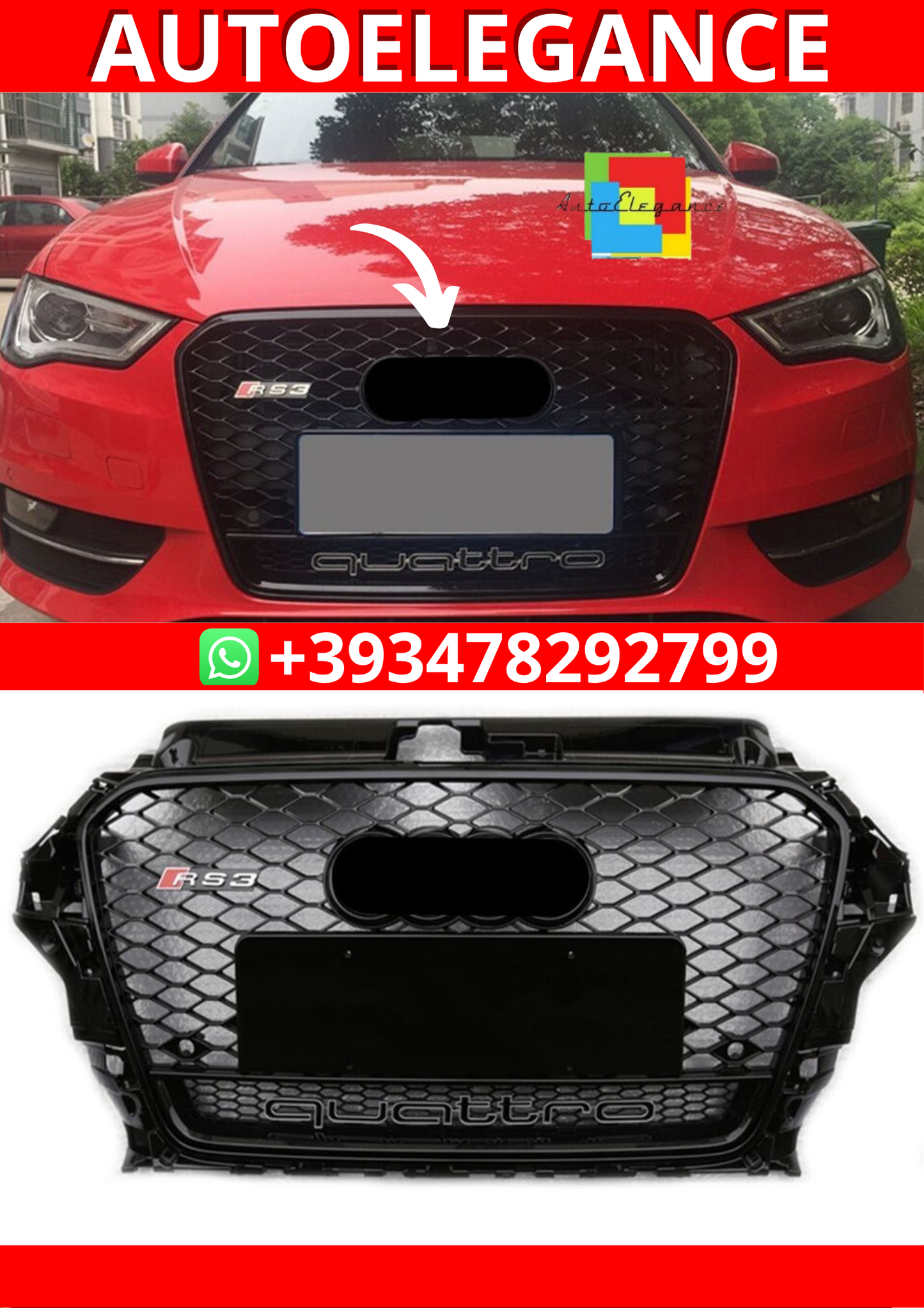 Griglia anteriore per Audi A3 8V1 Sline S3 13-16