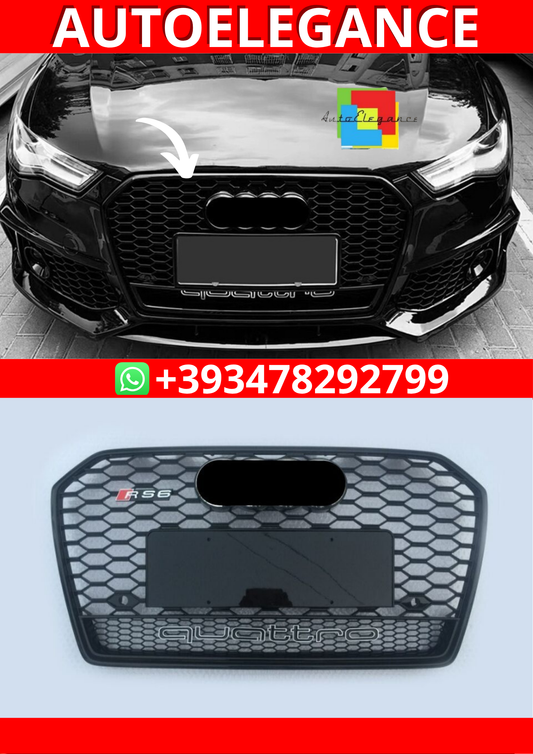 Griglia anteriore per Audi A6 C7.5 S6 2016-2018 RS nero lucido