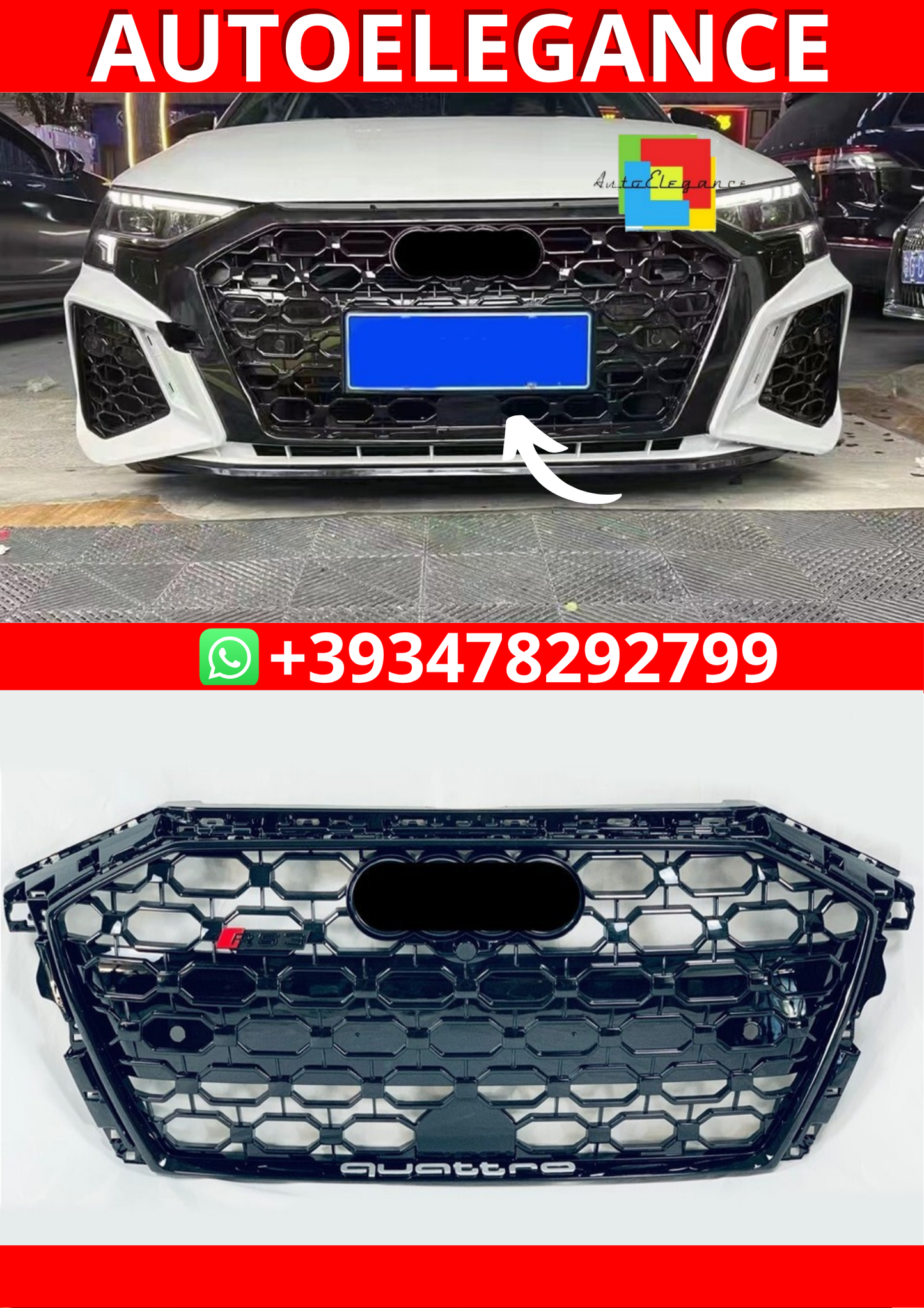 Griglia anteriore per Audi A3 8Y Sline S3 21-24