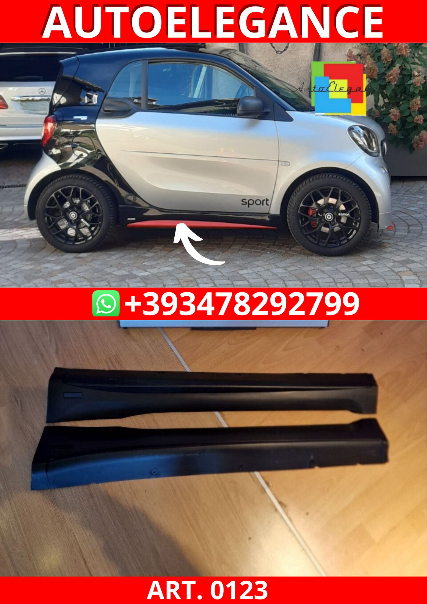 ART. 0123 MINIGONNE SMART 453 FORTWO ABS LOOK BRABUS (GREZZE)