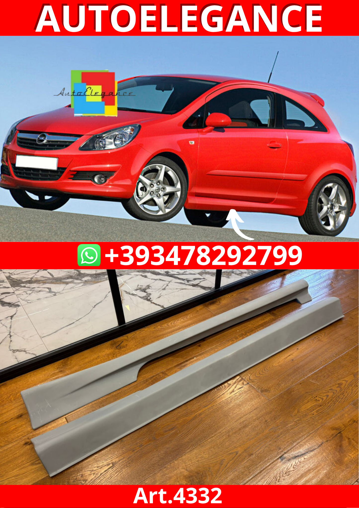 ART.4332 MINIGONNE OPEL CORSA D 3 PORTE GREZZE