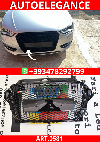 ART. 0581 GRIGLIA AUDI A3 8V 2012-2016 LOOK RS3 NERA