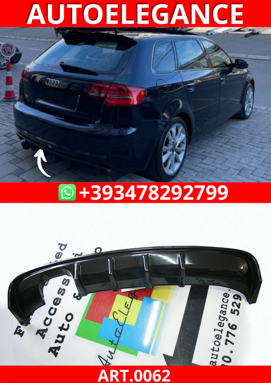 ART. 0062 DIFFUSORE AUDI A3 8P 2008-2012 3/5 PORTE LOOK RS3 NERO LUCIDO