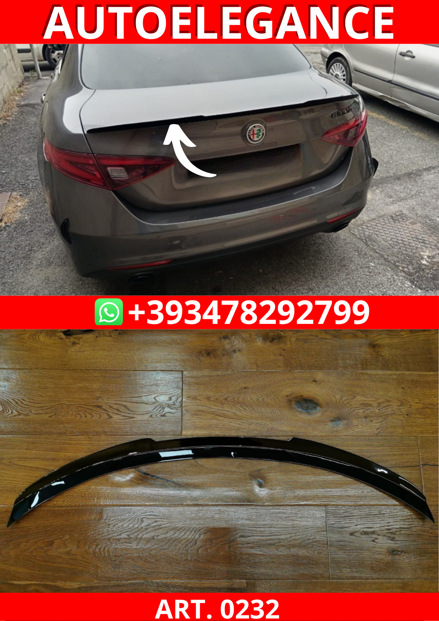 ART. 0232 SPOILER GIULIA GIULIETTA NERO LUCIDO LOOK