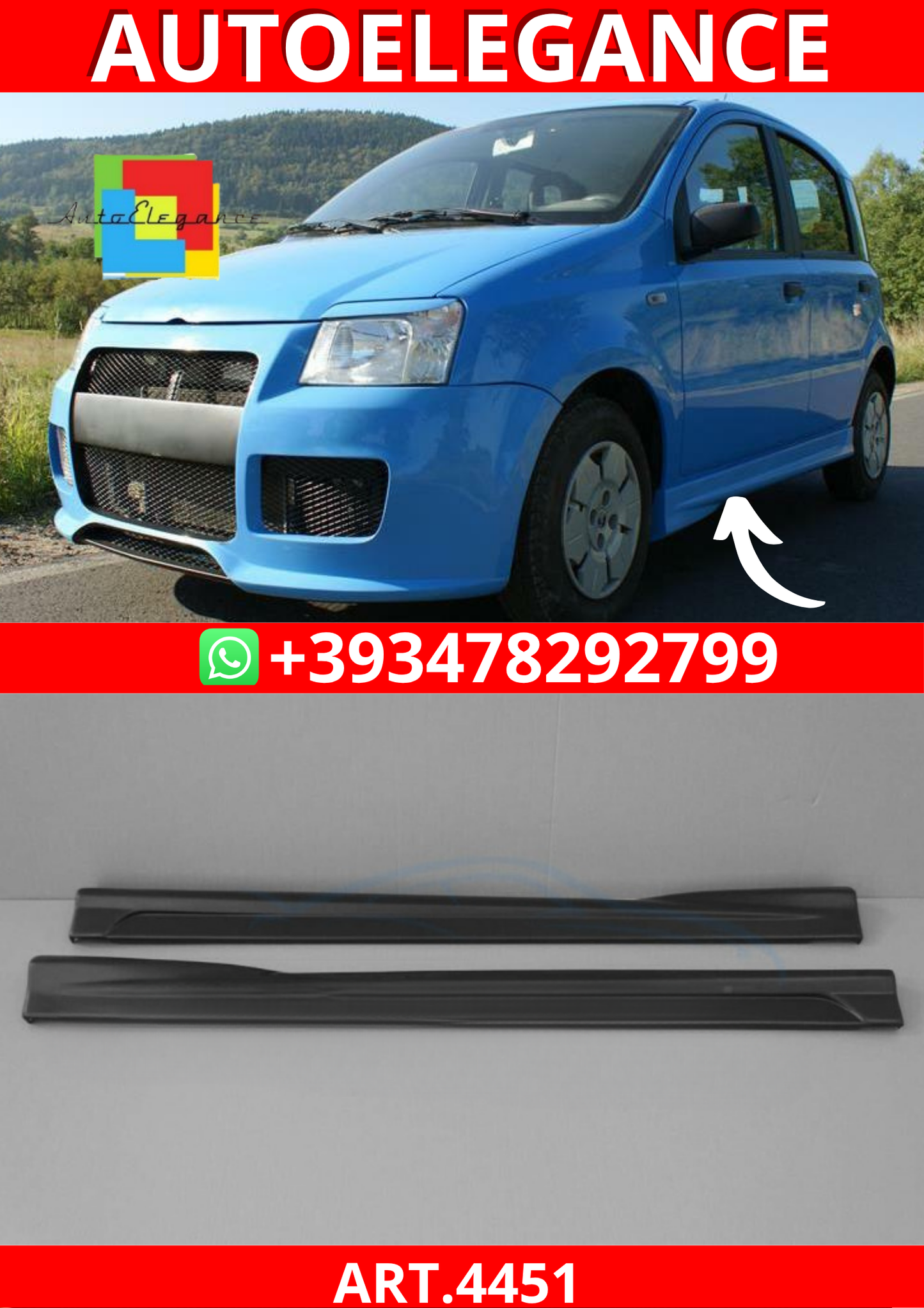 ART.4451 Minigonne Laterali per FIAT PANDA 169 03-12