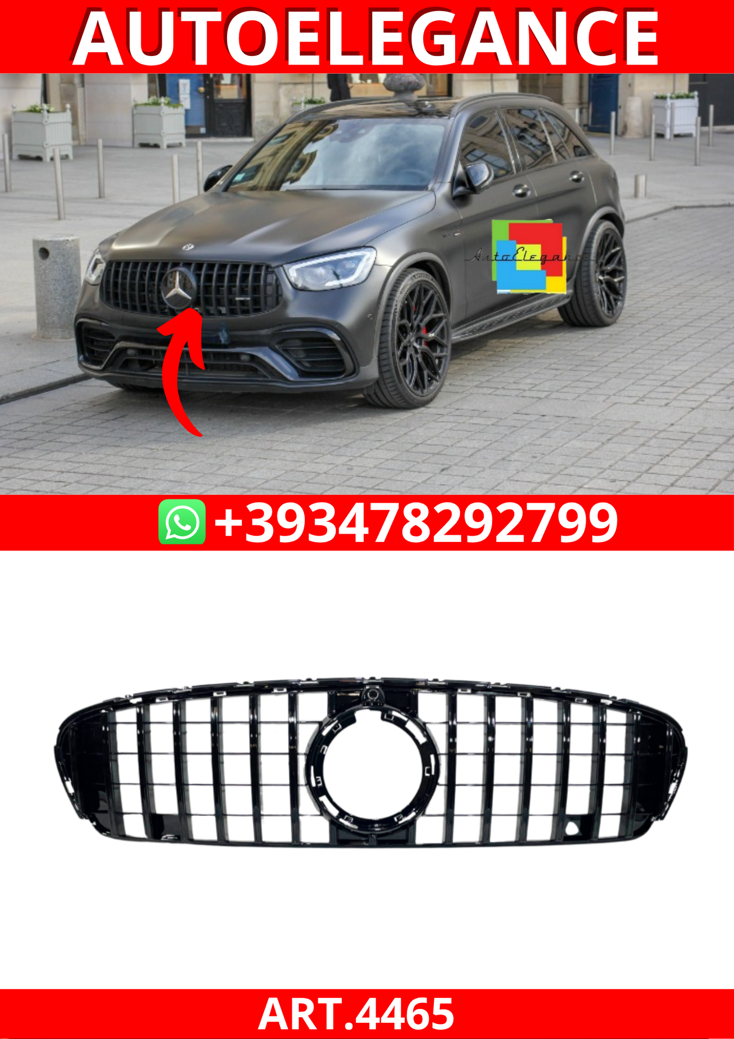 ART.4465 GRIGLIA Mercedes GLC X253 2020 Look GT Black II Fotocamera