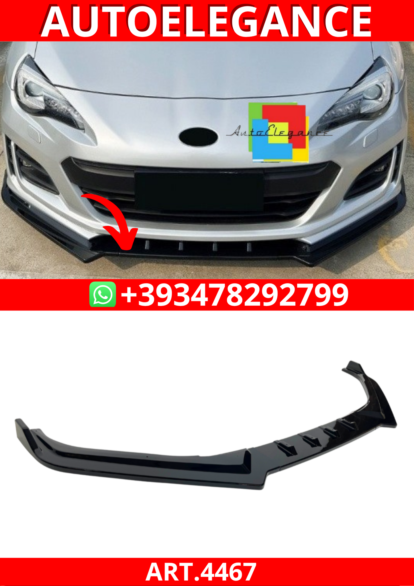 ART.4467 SPLITTER Subaru BRZ 2017-2020 Nero Lucido
