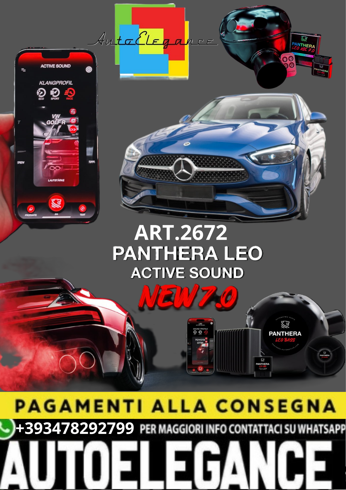 💥💣 ART.2672 PANTHERA SOUND SYSTEM ADATTO PER Mercedes-AMG 43 AMG W206💣💥