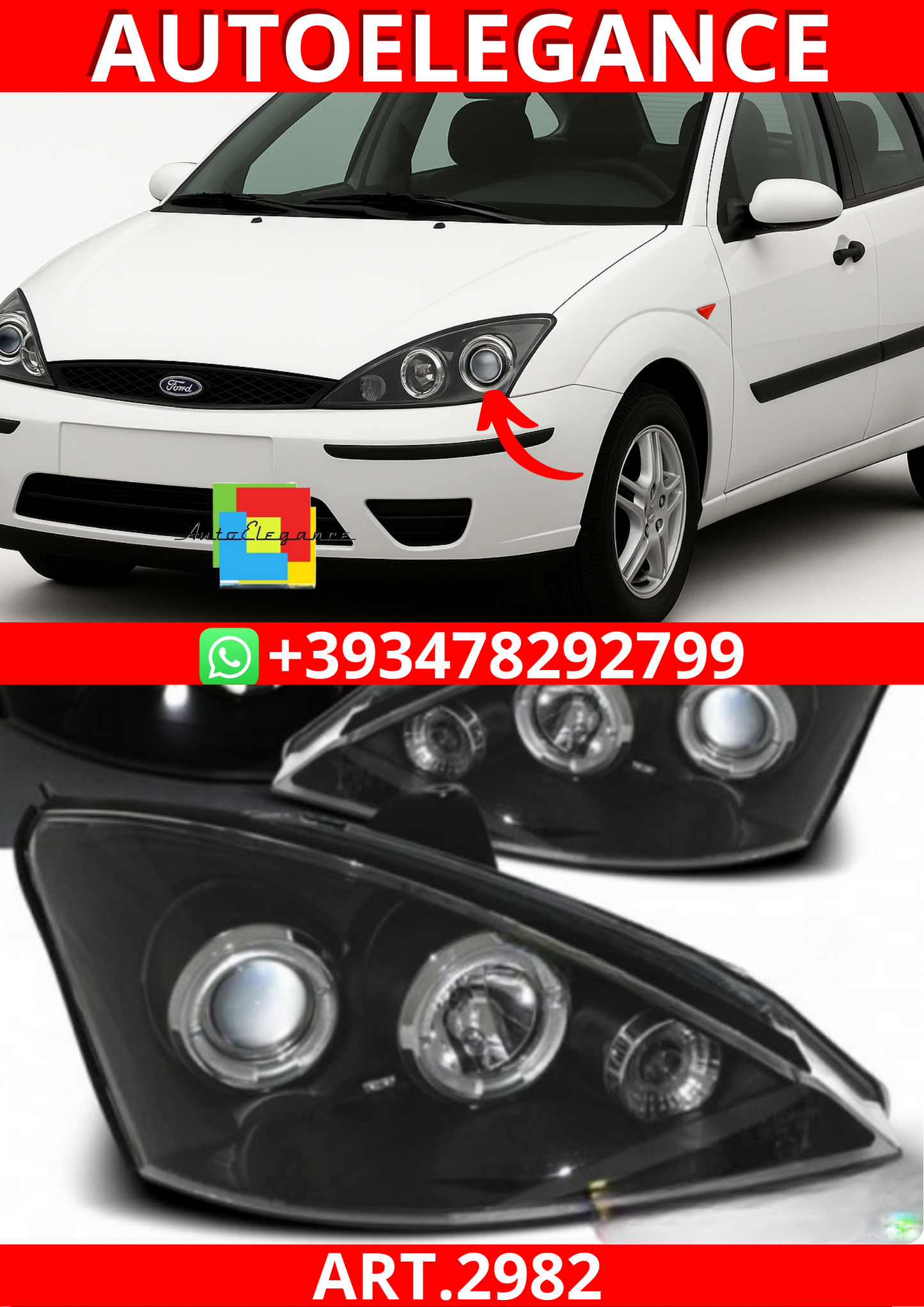 ART.2982 FARI ANTERIORE PER FORD FOCUS 11.01-10.04