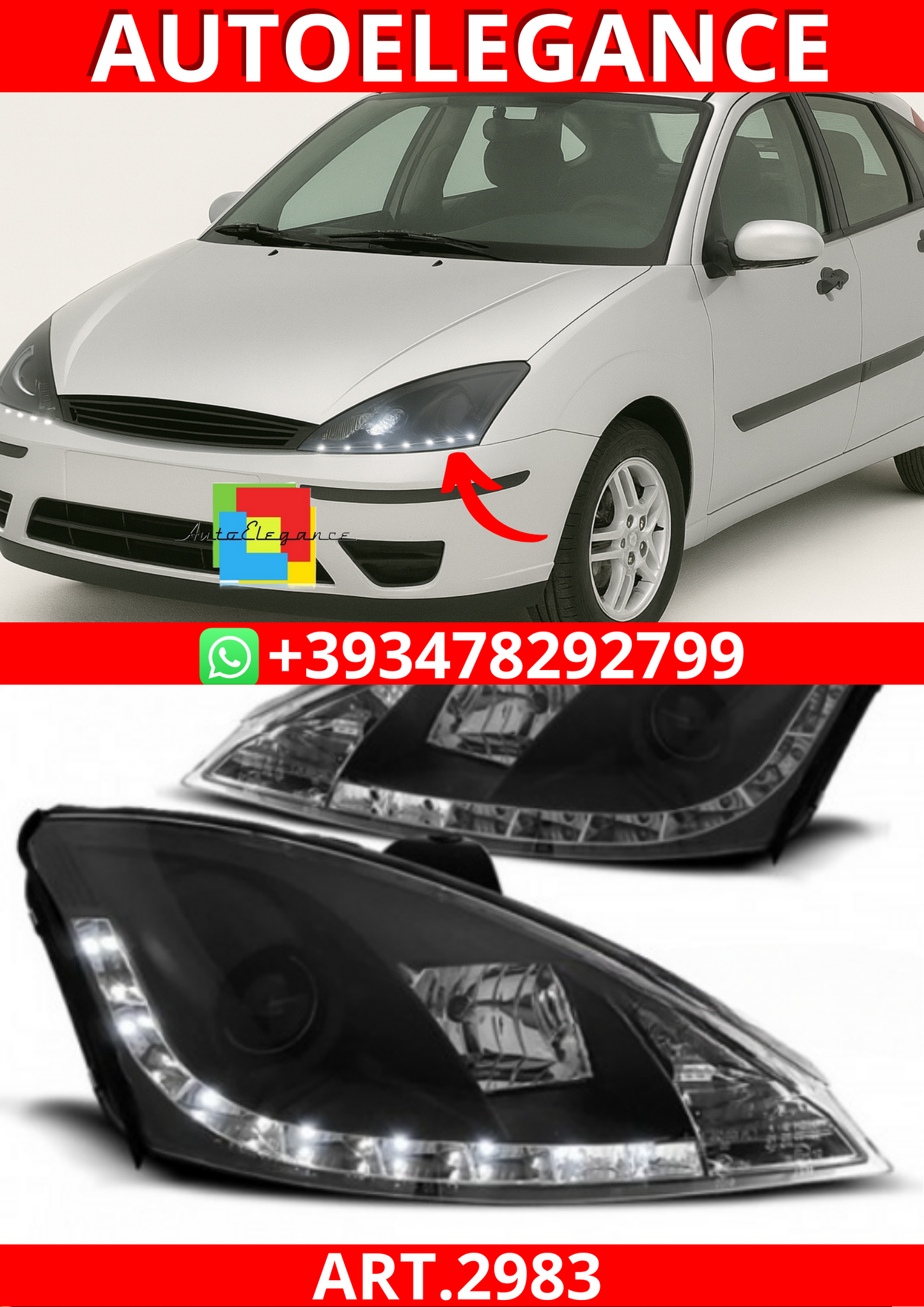 ART.2983 FARI ANTERIORE FORD FOCUS 10.98-10.01 DAYLIGHT BLACK