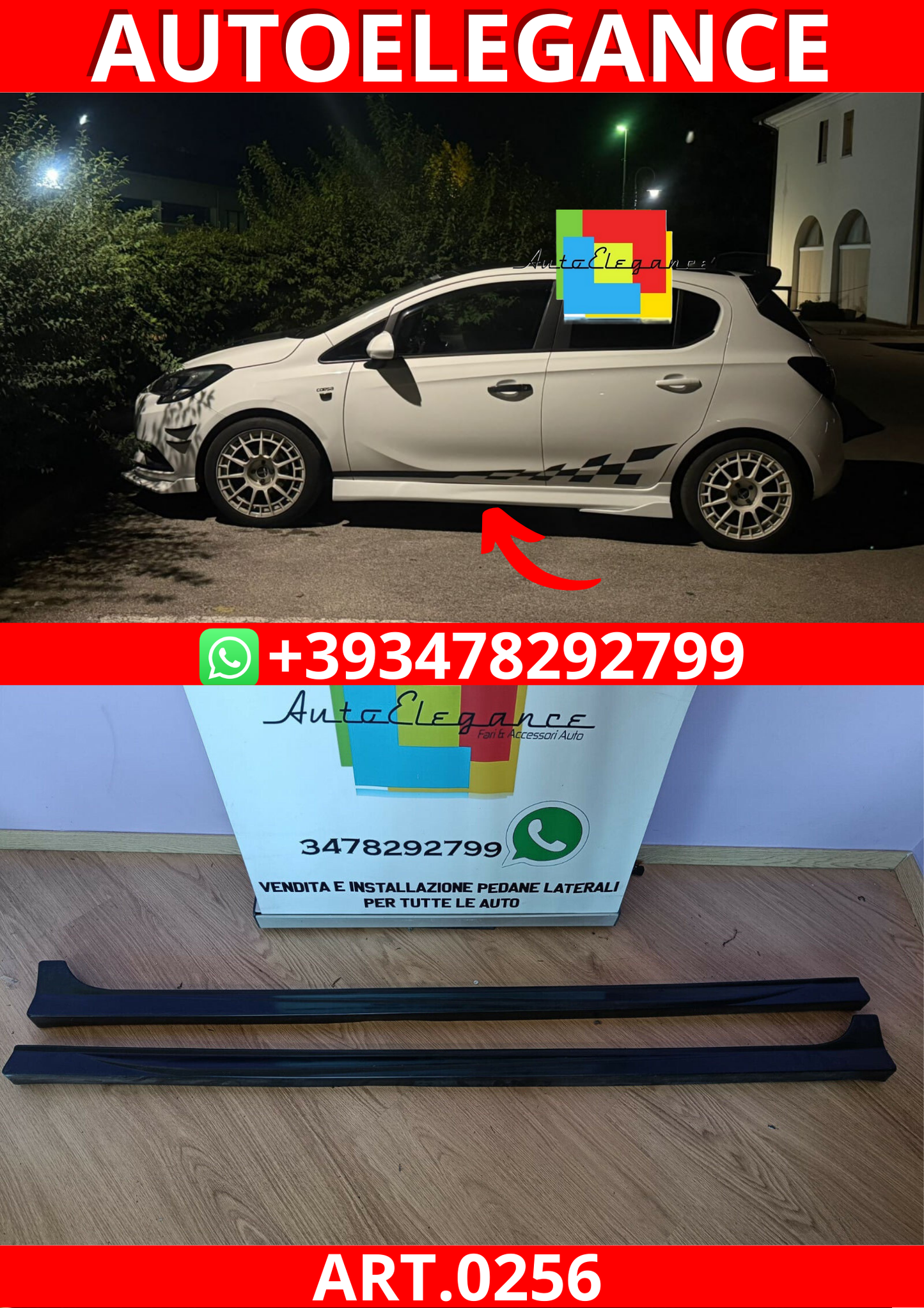 ART. 0256 MINIGONNE OPEL CORSA E 5 PORTE 2014-2019 LOOK SPORT GREZZE