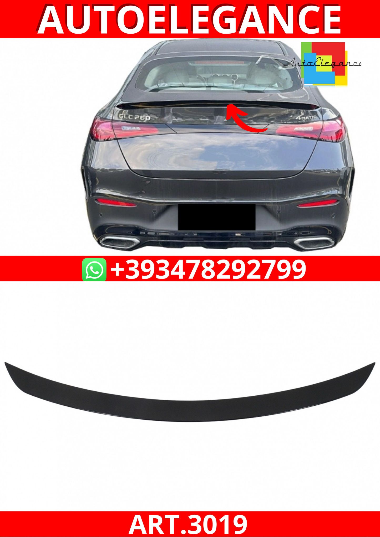 ART.3019 SPOILER Mercedes GLC Coupe C254 (dal 2023-up) Nero lucido