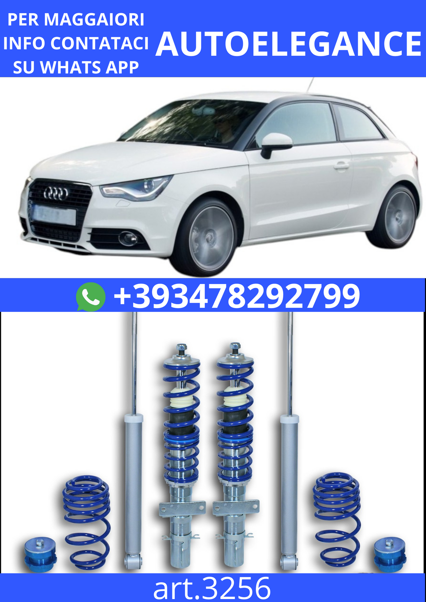 🎀Art.3256 Kit assetto a ghiera BlueLine adatto per Audi A1 8X 1.2 🎀