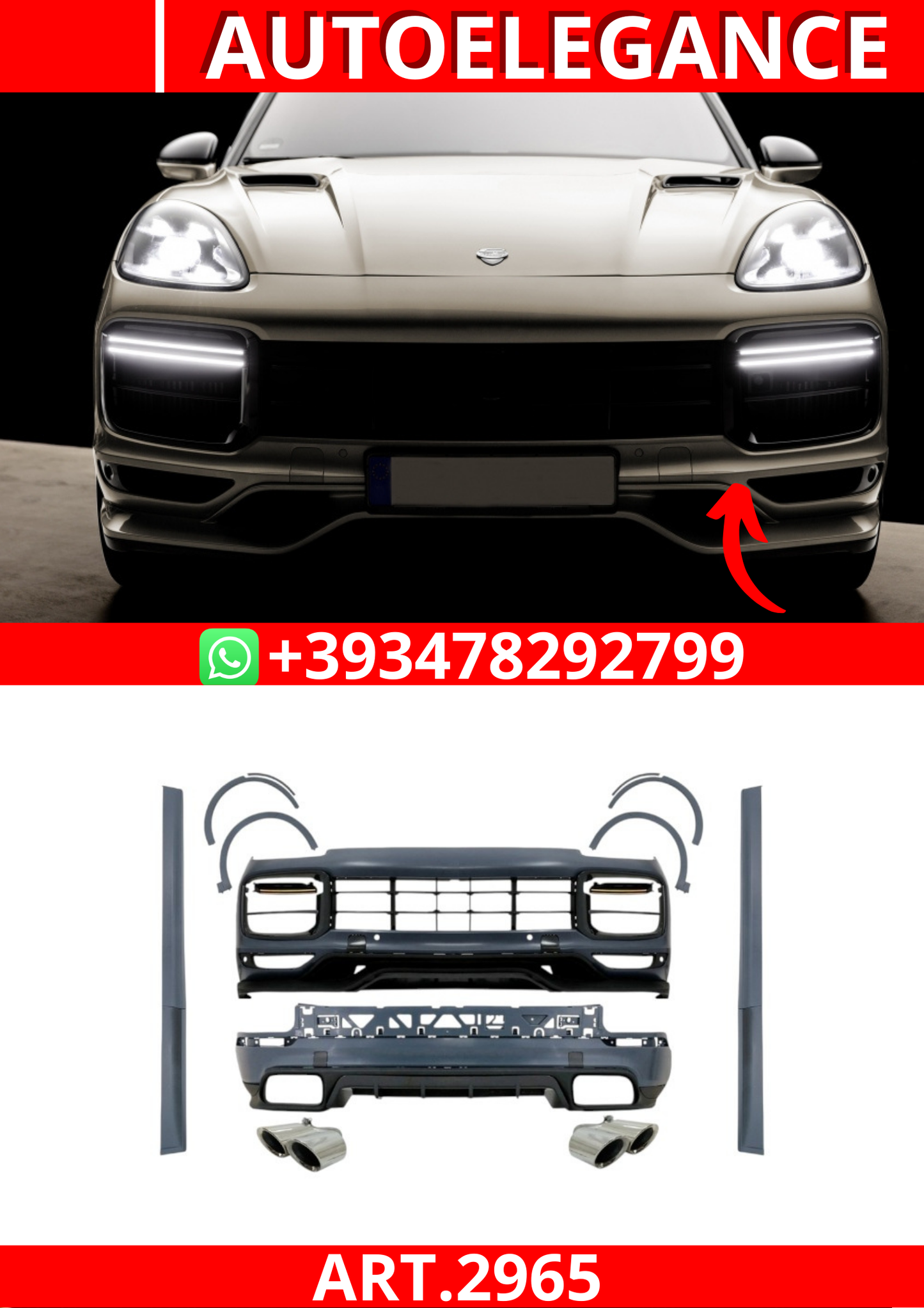 ART.2965  BODYKIT Porsche Cayenne (9Y0) (2018-Up) Conversione a Turbo & Aero