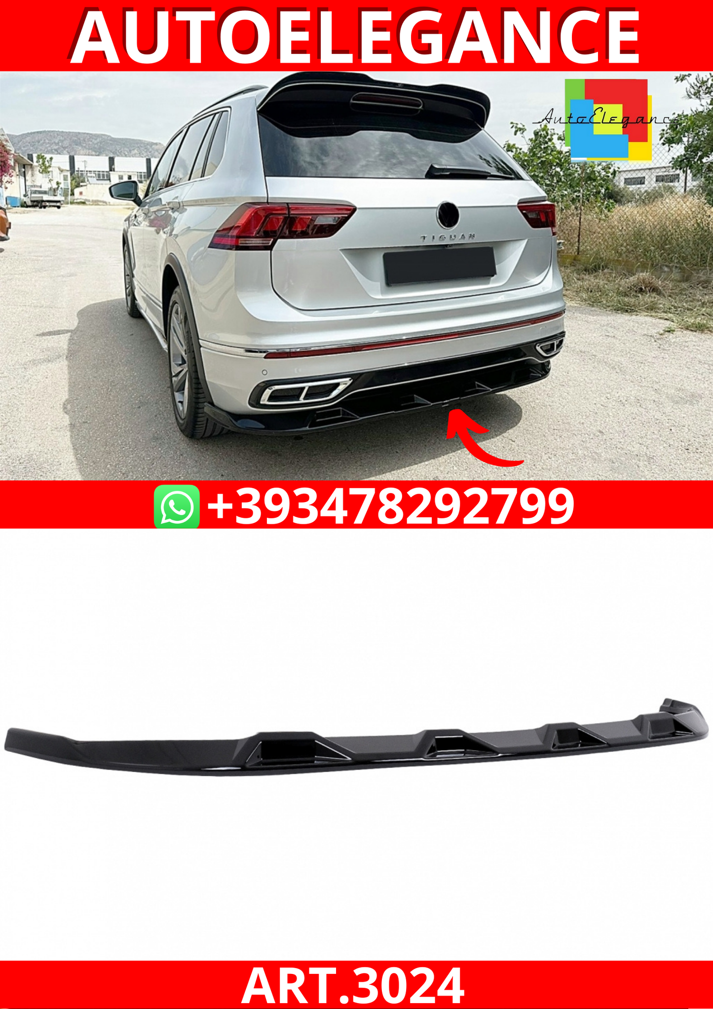ART.3024  SPLITER POSTERIORE VW Tiguan II Mk2 R/ R Line Facelift (2020-2024)