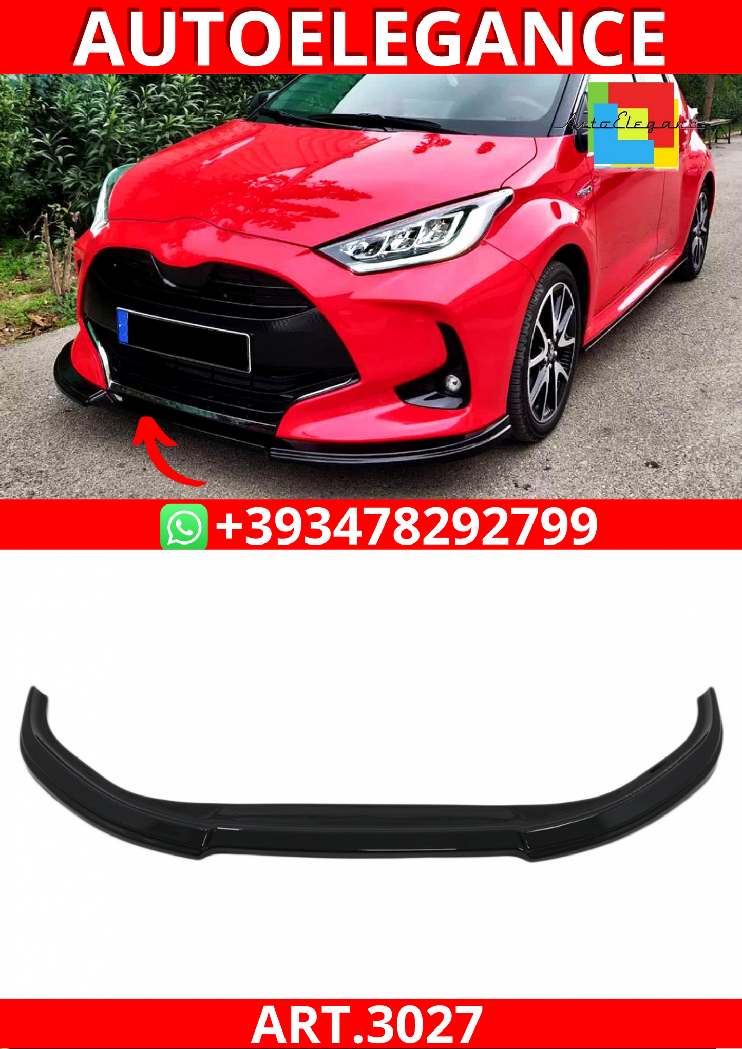 ART.3027 SPLITER Toyota Yaris MK4 XP210 dal 2020+ Piano Black
