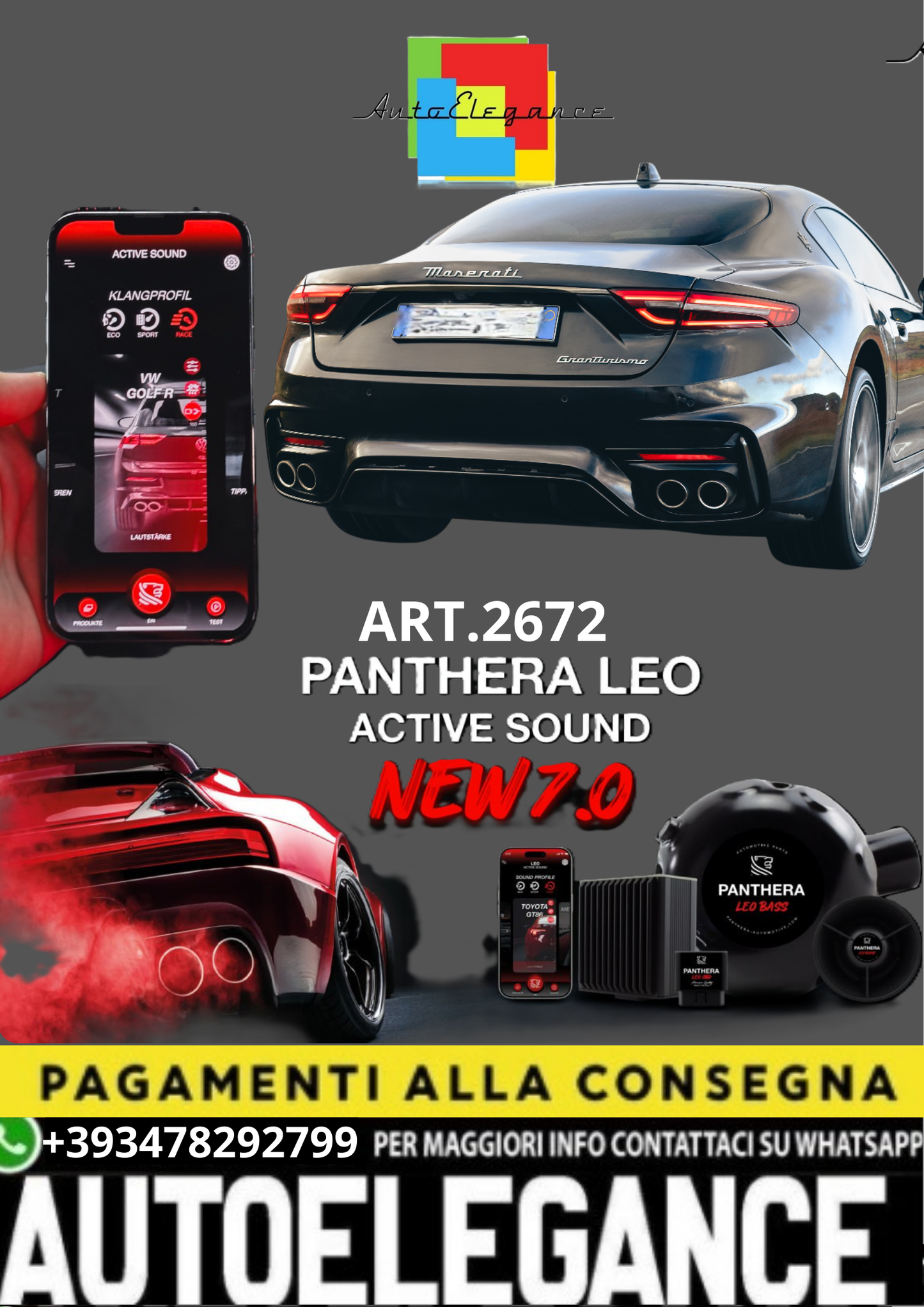 💥💣 ART.2672 PANTHERA SOUND SYSTEM ADATTO PER Maserati GranTurismo💣💥