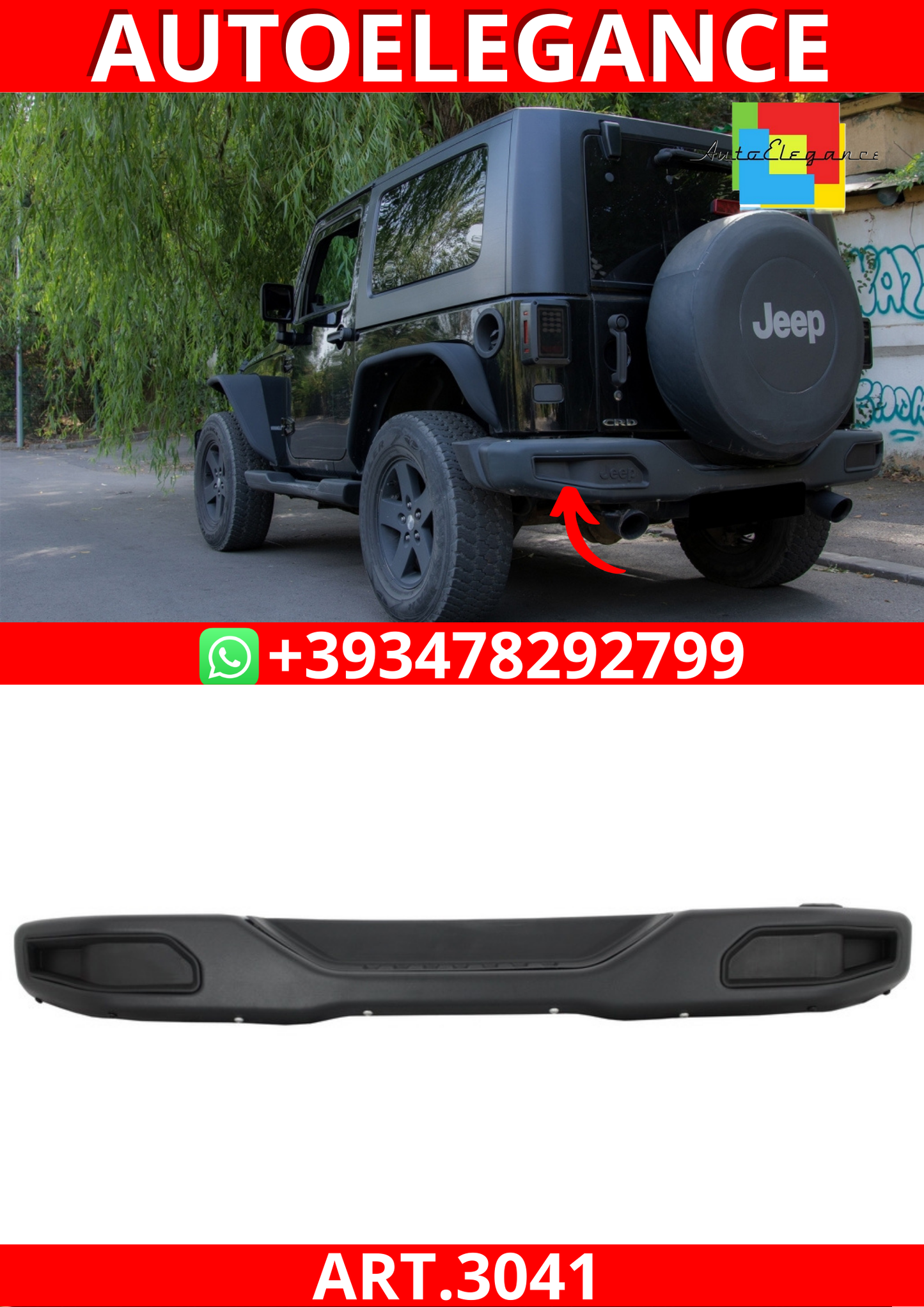 ART.3041  Paraurti posteriore Jeep Wrangler Rubicon JK (2007-2017)