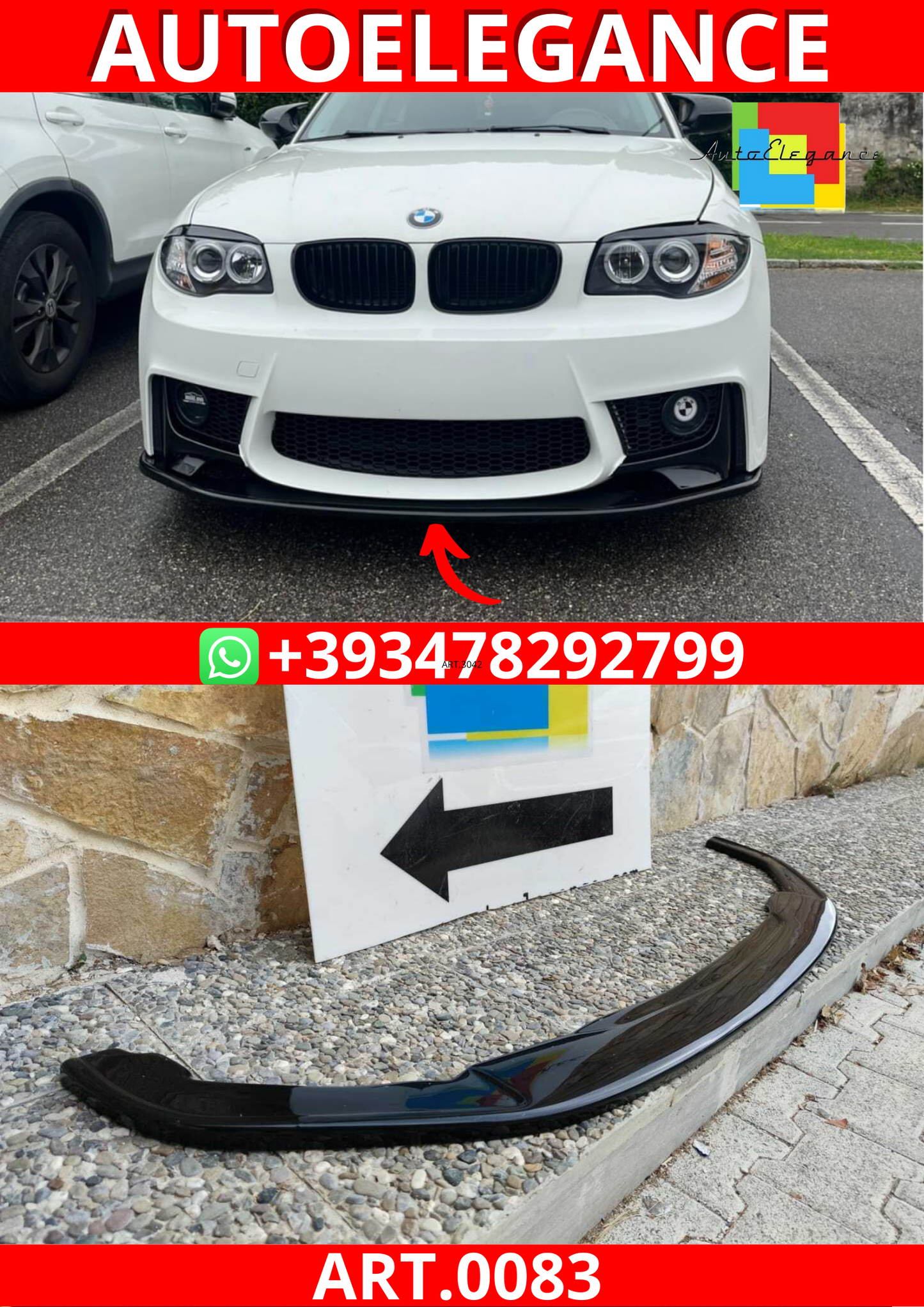 ART. 0083 SPLITTER BMW SERIE 1 F20 F21 MSPORT 2011-2019 NERO LUCIDO