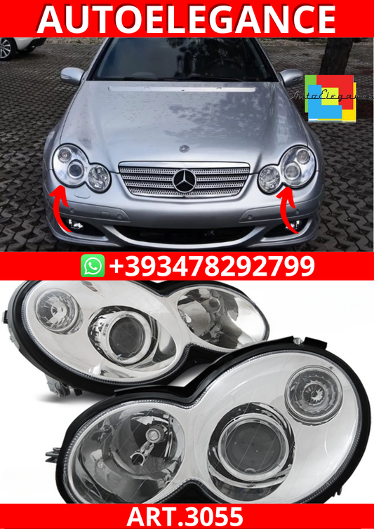 ART.3055 FARI CROMATI per MERCEDES CL203 Classe C 00-04
