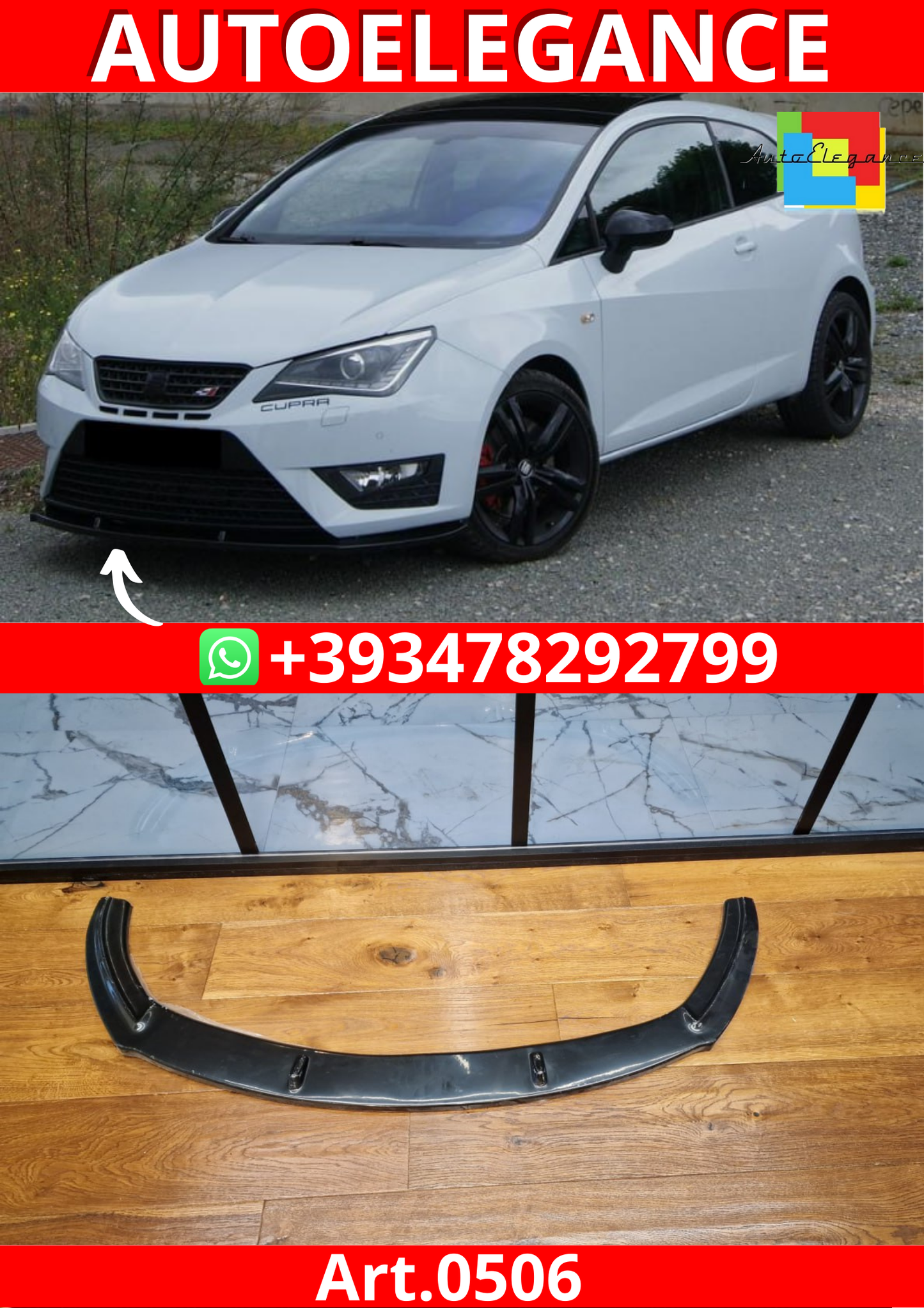 ART. 0506 SPLITTER SEAT IBIZA 6J 2008-2017 NERO LUCIDO