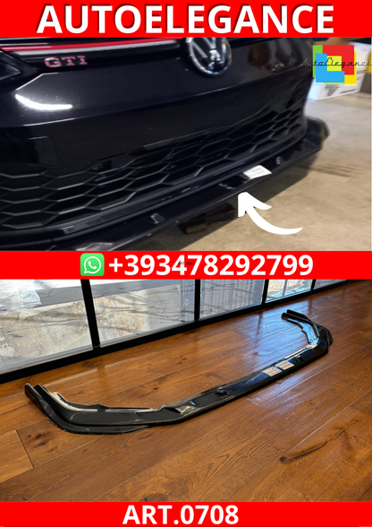 ART. 0708 SPLITTER VW GOLF 8 GTI GTD RLINE NERO LUCIDO