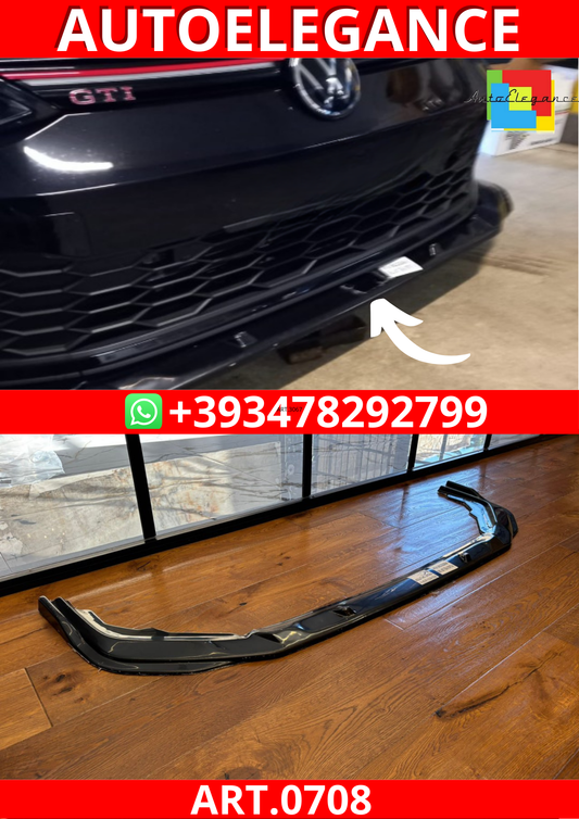 ART. 0708 SPLITTER VW GOLF 8 GTI GTD RLINE NERO LUCIDO