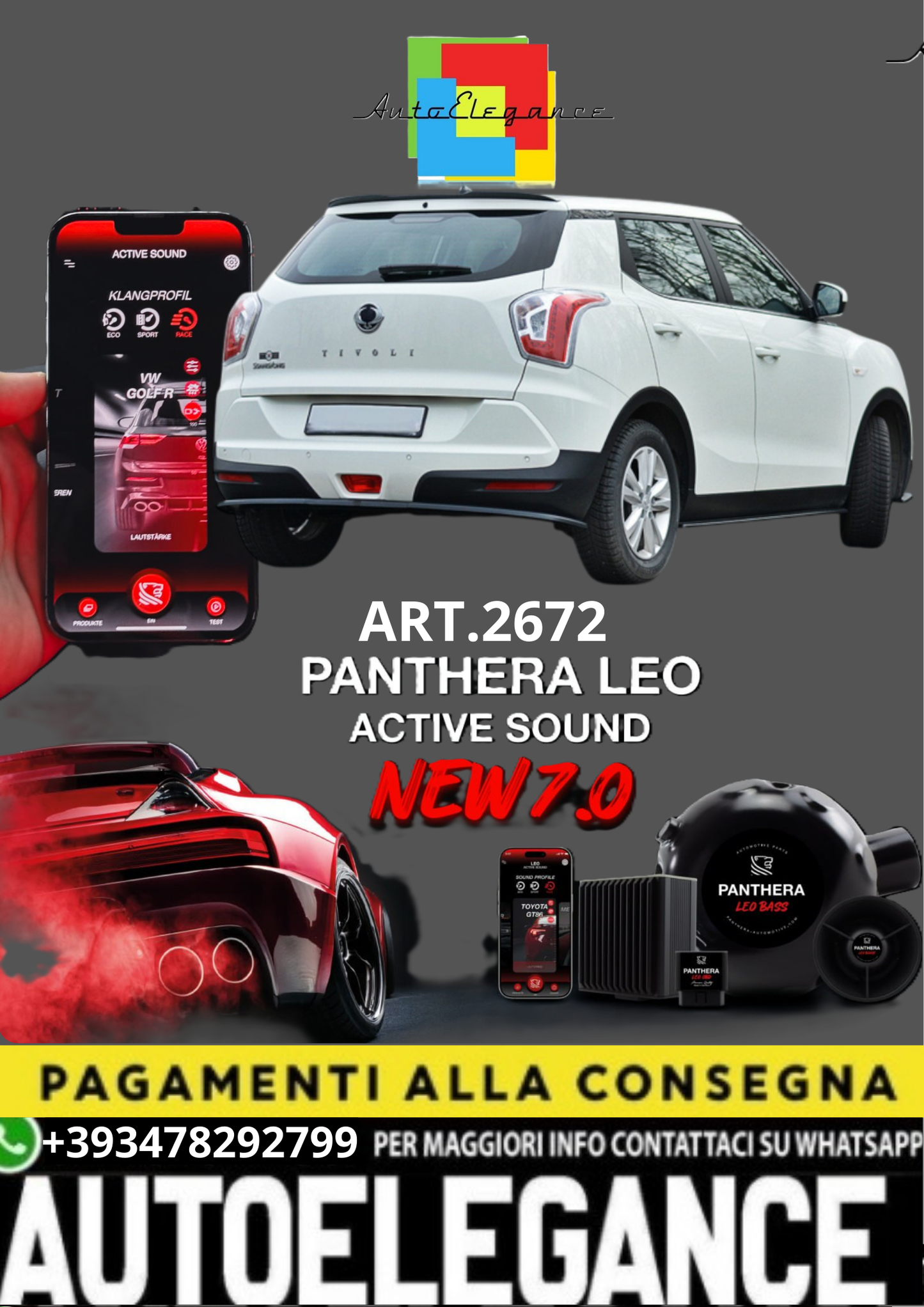 💥💣 ART.2672 PANTHERA SOUND SYSTEM ADATTO PER SSANGYONG TIVOLI💣💥