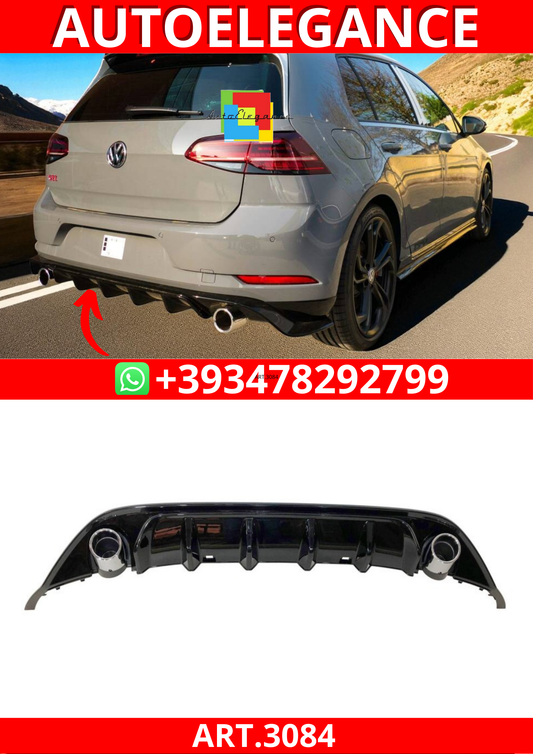 ART.3084 Diffusore Posteriore Volkswagen Golf 7 Look TCR Nero lucido