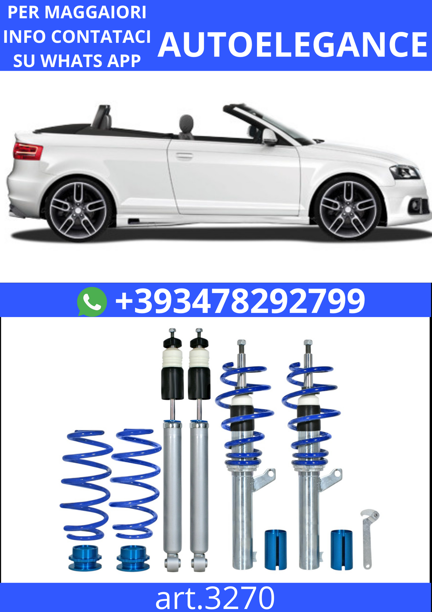 🎀Art.3270 Kit assetto sportivo BlueLine adatto per Audi A3 (8P) Cabrio🎀