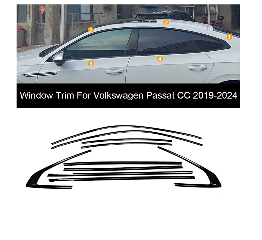 ART.4890  Cornici finestrini neri copertura adesiva window VWPassat CC 13-24