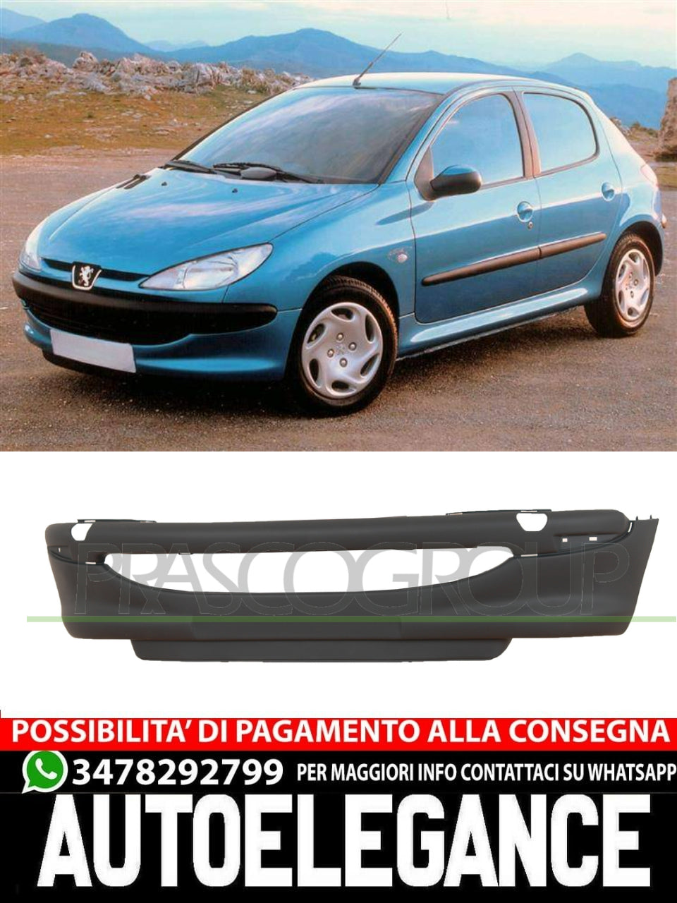 Paraurti Prasco Anteriore CON PRIMER SPOILER per PEUGEOT 206 PG0091001