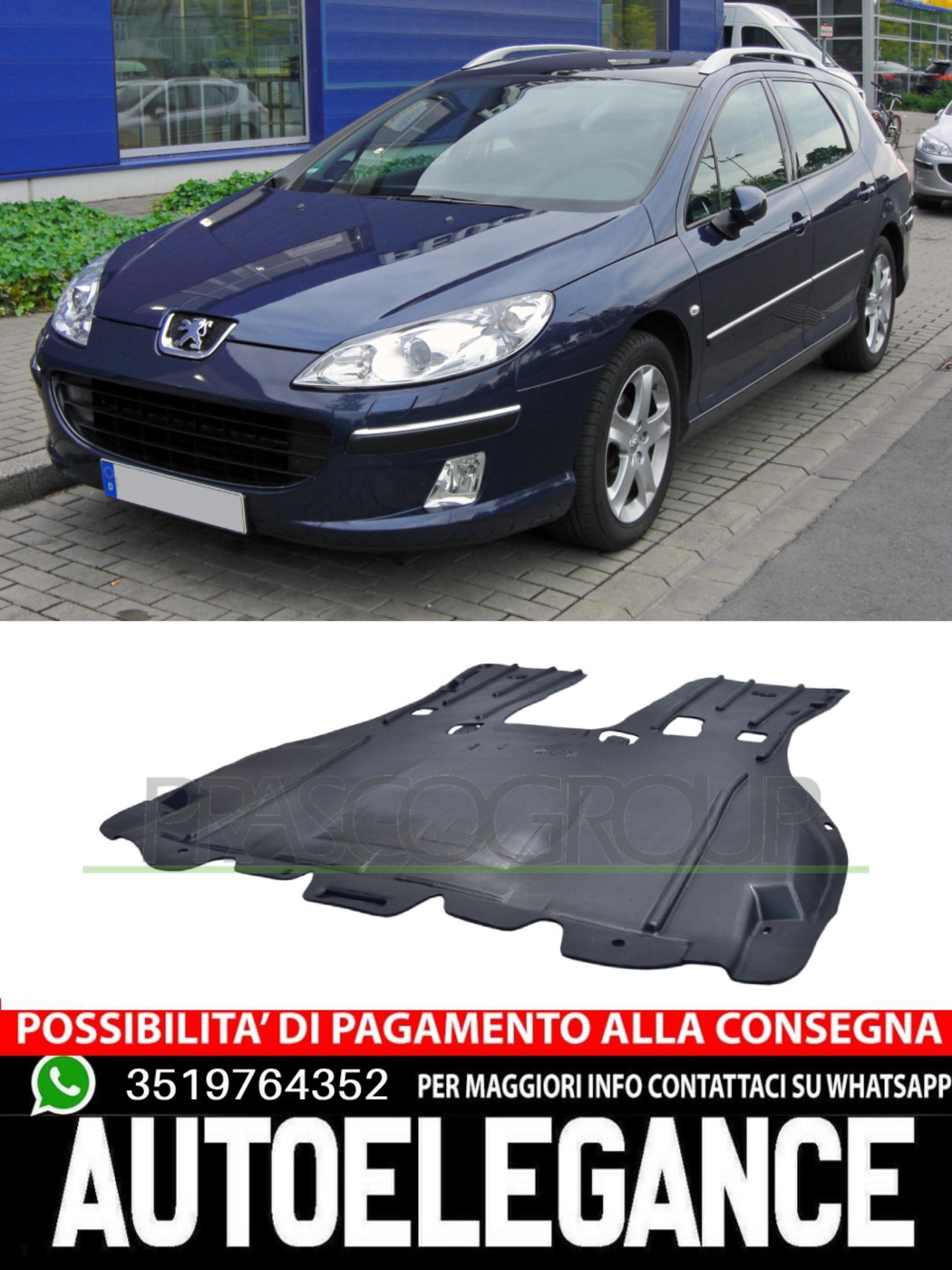 Riparo Motore Prasco INFERIORE MOD. DIESEL/BENZINA Per Peugeot 407 7013F1