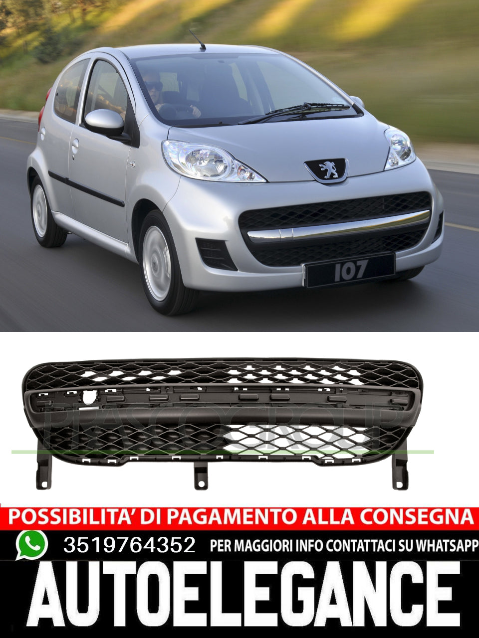 Griglia Radiatore NERA Anteriore Prasco Per Peugeot 107  7422A5