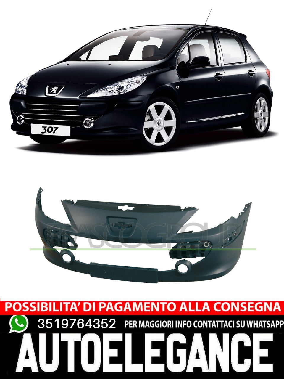 Paraurti Prasco Anteriore per PEUGEOT 307 CON PRIMER SEDE FENDI  7401CX
