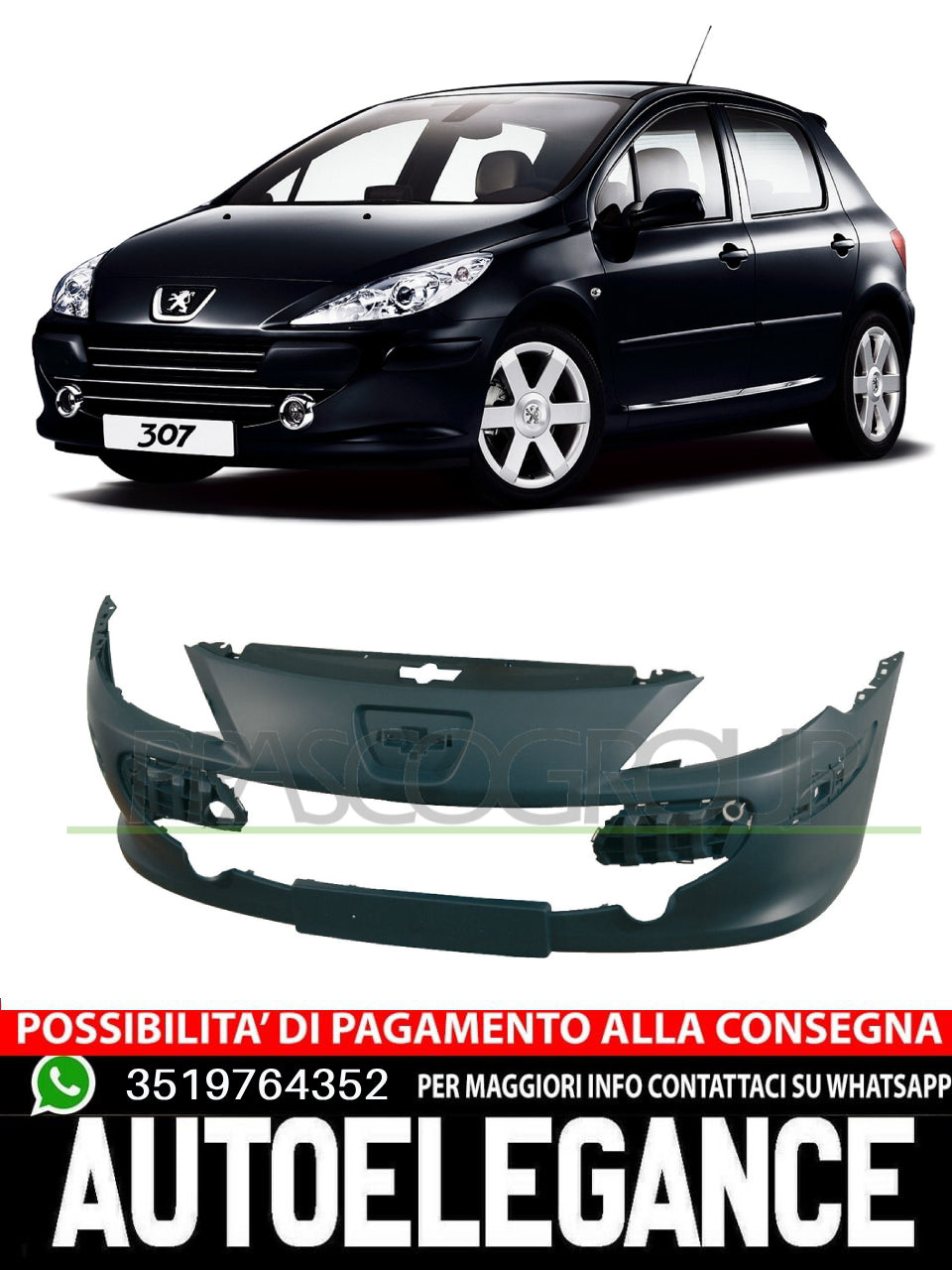 Paraurti Prasco Anteriore CON PRIMER per PEUGEOT 307   7401CZ