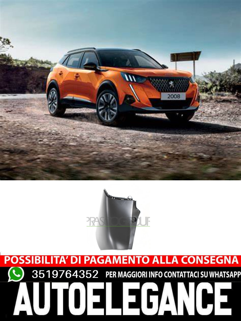 Prasco Rear Bumper Right Right WITH PRIMER for PEUGEOT 2008 982729801T