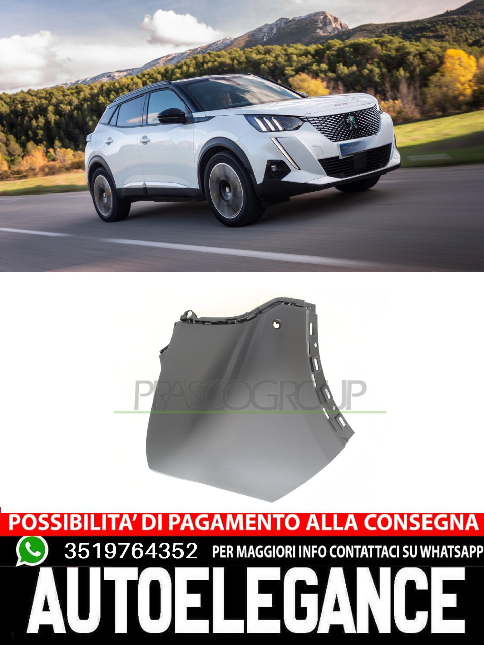 Paraurti Prasco Posteriore Sx Sinistro  CON PRIMER per PEUGEOT 2008 983855131T