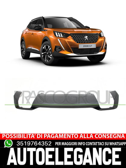Prasco Rear Bumper Spoiler GLOSSY BLACK WITH EXHAUST for PEUGEOT 2008 